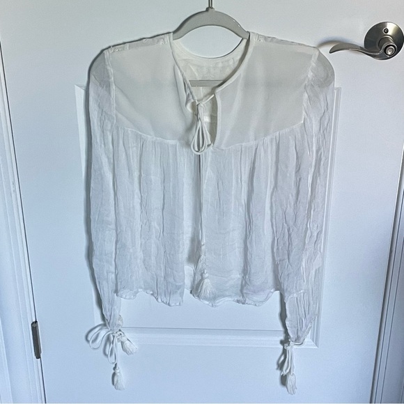 Free People retro femme sheer embroidered blouse Top 35926 - Picture 2 of 16